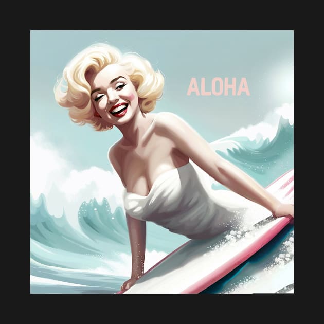 Marilyn Surfing by Kingrocker Clothing