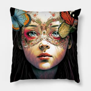 Butterfly Princess No. 4: Perfection is Overrated on a Dark Background Pillow