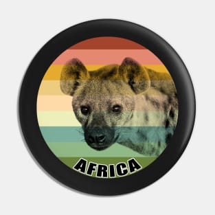 Spotted Hyena Portrait on Vintage Retro Africa Sunset Pin