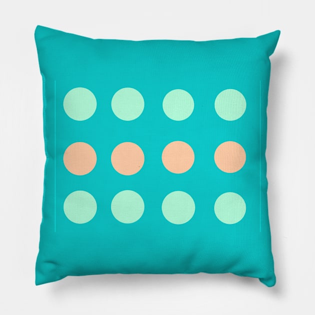 Retro modern teal, mint and peach circular print (Large) Pillow by VigliottaDesigns