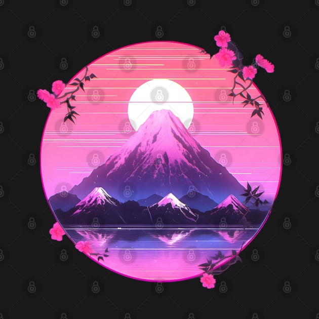 Mount Fuji Flowers - Vaporwave Aesthetic by ribbitpng