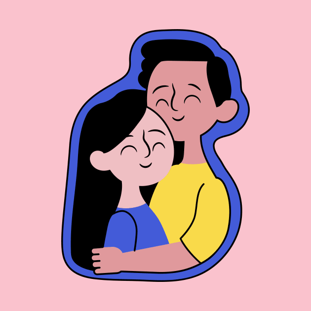 Cute hugging couple sticker by Designs by dreamer