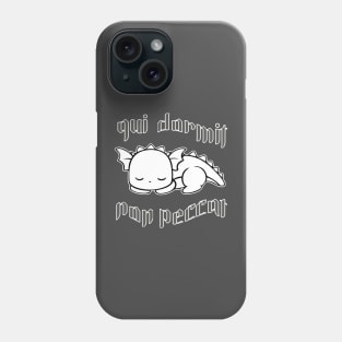 Dreaming dragon: calming shades of gray with gothic lettering Phone Case