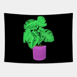 Monstera Deliciosa Plant in Purple Flower Pot Tapestry