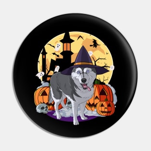 Siberian Husky Happy Halloween Pin