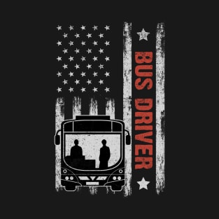 Bus Driver Dad American Flag Father's Day 4th Of July Gift T-Shirt