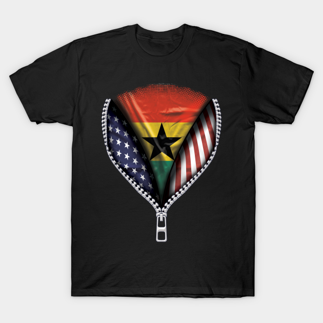 Ghanaian Flag Ghana Flag American Flag Zip Down - Gift for Ghanaian From Ghana - Ghanaian - T-Shirt