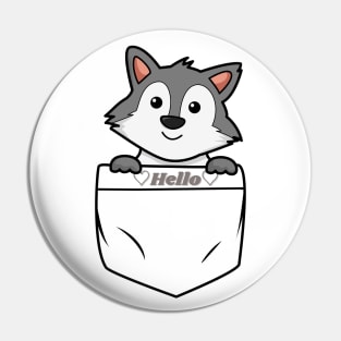 Cute wolf popping out of the pocket Pin