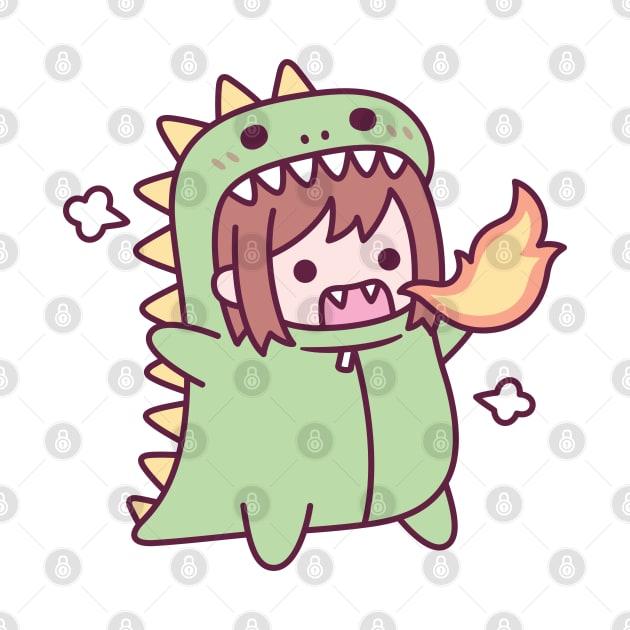 Angry Girl In Cute Dinosaur Costume by rustydoodle