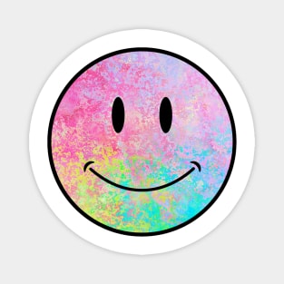electric neon psychedelic splatter smiley face Magnet