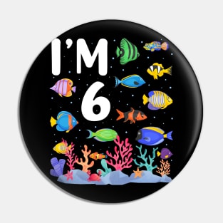 4th Birthday Party Tropical Fish I'm Four Years Old age Bday Pin