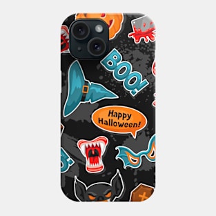 Spooky halloween with pumpkins and witches Phone Case