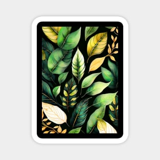 Watercolor colors green leaves pattern Magnet