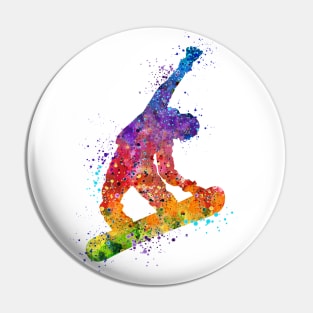 Snowboard Boy Trick Watercolor Pin