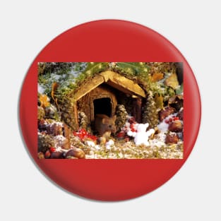 christmas George the mouse in a log pile house Pin