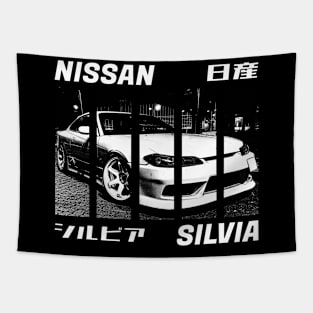 NISSAN SILVIA S15 Black 'N White 3 (Black Version) Tapestry