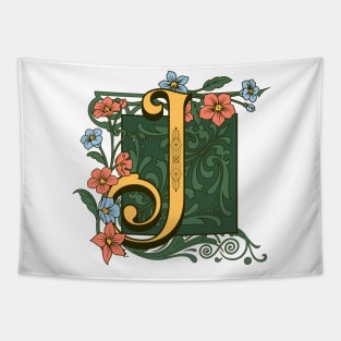 Art Nouveau Letter J, Ornamental Letter J, Art Deco Tapestry