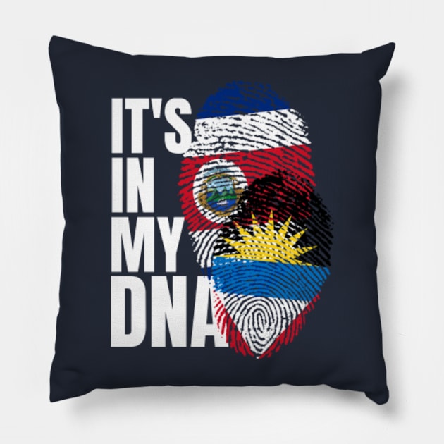 Antigua And Costa Rican DNA Mix Flag Heritage Gift Pillow by Just Rep It!!