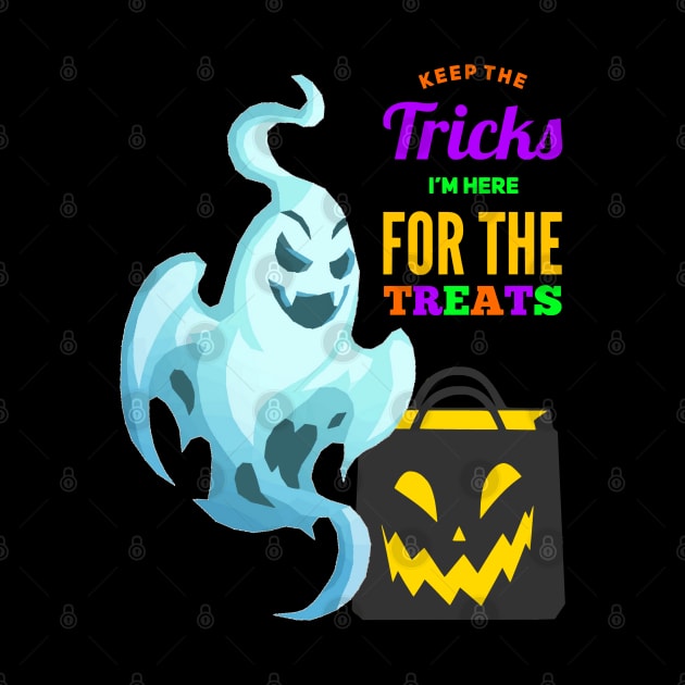 Creepy Boo Ghost Keep the Tricks I'm Here for the Treats by Glenn Landas Digital Art