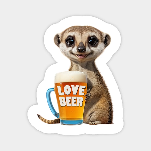 Cute Meerkat and Beer Mug Magnet by likbatonboot