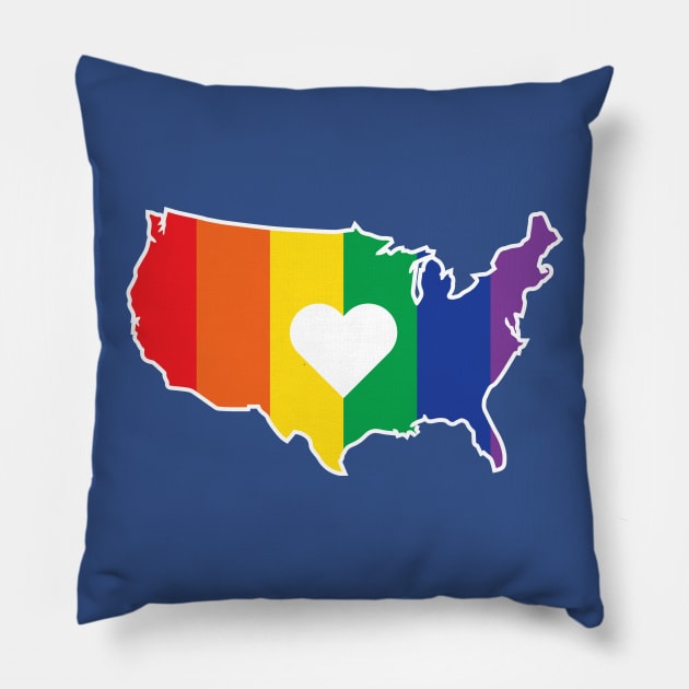 Gay USA Rainbow United States Outline Pillow by FeministShirts