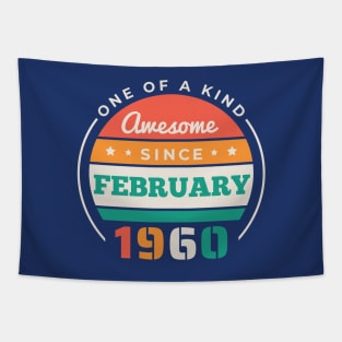 Retro Awesome Since February 1960 Birthday Vintage Bday 1960 Tapestry