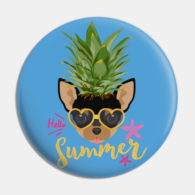 Funny Pineapple Shirt Happy Summer Vacation, Dog Lover Chihuahua Pin by Happy Lime