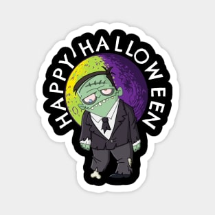 Cool Retro Halloween Zombie in Full Moon Magnet