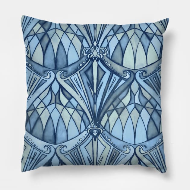 View Through a Blue Window Pillow by micklyn