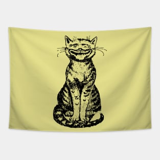 Smiling Cat on Yellow Tapestry