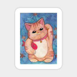 Orange Tabby Lucky Cat Magnet