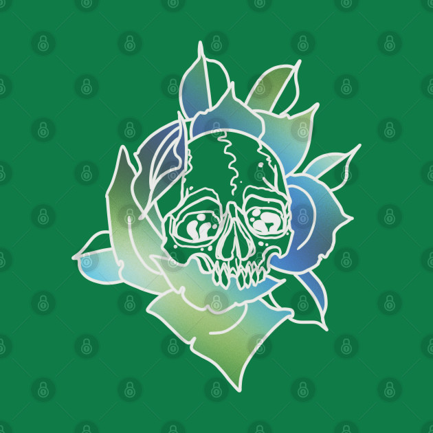 Skull and rose by Blacklinesw9