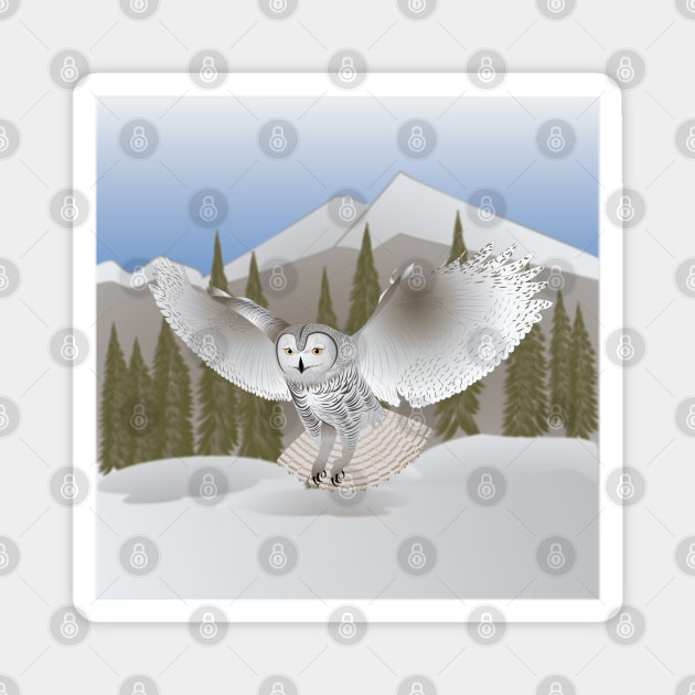 Snowy Owl Magnet by DQDesigns By Chele