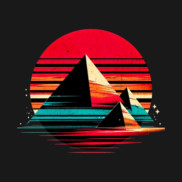 Retro Sunset Pyramids of Giza Design by Miami Neon Designs