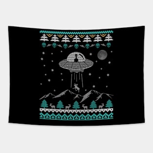 Believe Alien UFO Ugly Christmas Sweater Alien Spaceship Tapestry