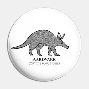 Aardvark with Common and Latin Names - animal design - on white Pin