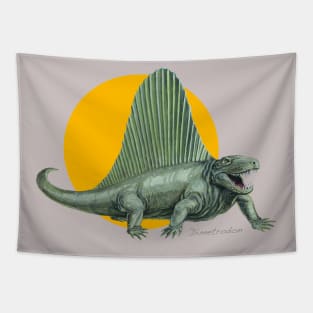 Dimetrodon Cut Out (with Orange Disc) Tapestry
