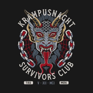 Krampus Survivors Club - Creepy Tattoo Style - Christmas Holiday Design T-Shirt