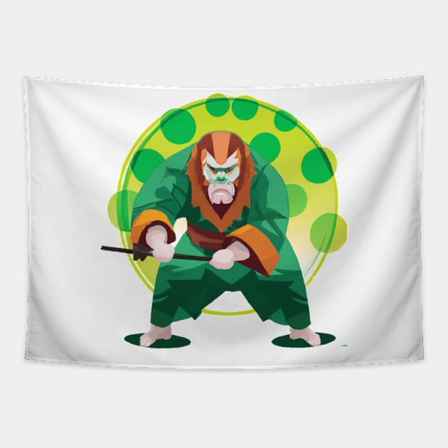 Samurai monkey Tapestry by Asirihouse