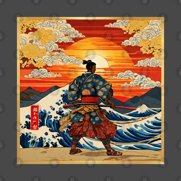 African Samurai Warrior Yasuke Ukiyo-e by ComicMoon