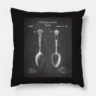 Kitchen Spoon Patent - Cooking Baker Kitchen Décor Art - Black Chalkboard Pillow