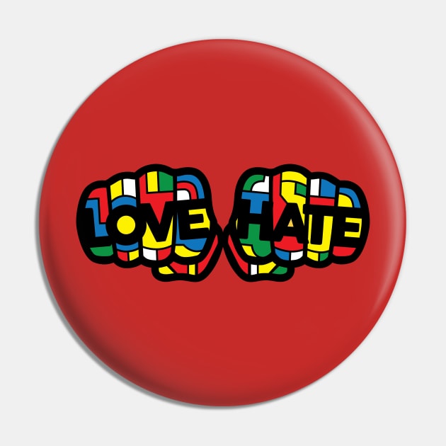 Love & Hate Fists Pin by BlackActionTeesOnDemand