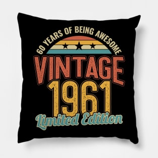 60th Birthday 60 Years of Being Awesome 1961 Pillow