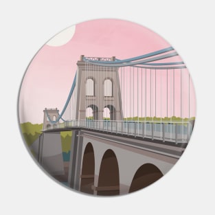 Menai Bridge Anglesey in Pastel Pink - North Wales Pin