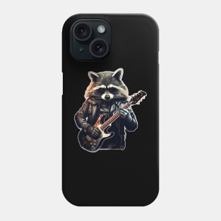 Metalhead raccoon guitar player Phone Case