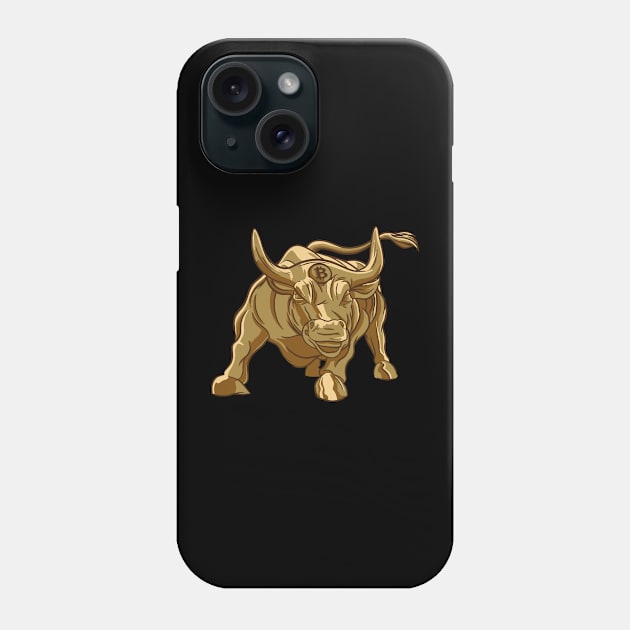 Golden Bitcoin Bull - Funny Crypto Tee Phone Case by Popculture Tee Collection