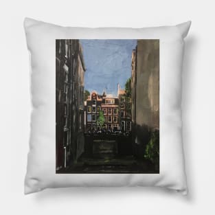 Amsterdam, Canal Houses In Soft Light Pillow