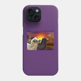 Bactrian Camels in the desert art gift. Phone Case
