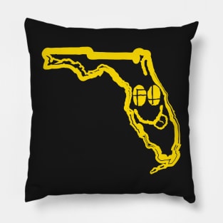 FL Eyes Florida Grunge Smiling Face Black Background Pillow