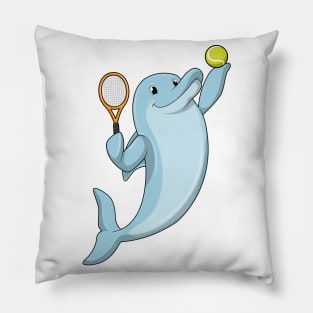 Dolphin at Tennis with Tennis racket Pillow